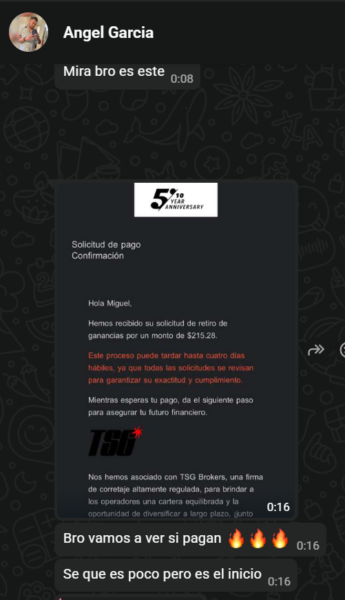 Angel Garcia retiro $215.28 confirmado