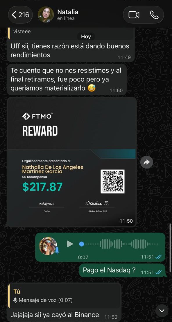 Testimonio Natalia FTMO Reward $217.87